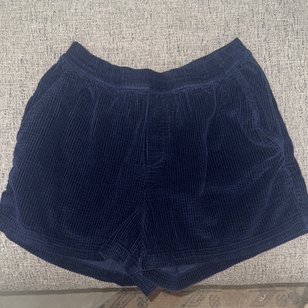 Aerie High Waist Navy Corduroy Shorts